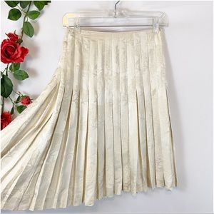 Calvin Klein Silk Champagne Floral Pleated Skirt